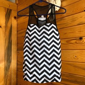 Black and white active tank top with bra